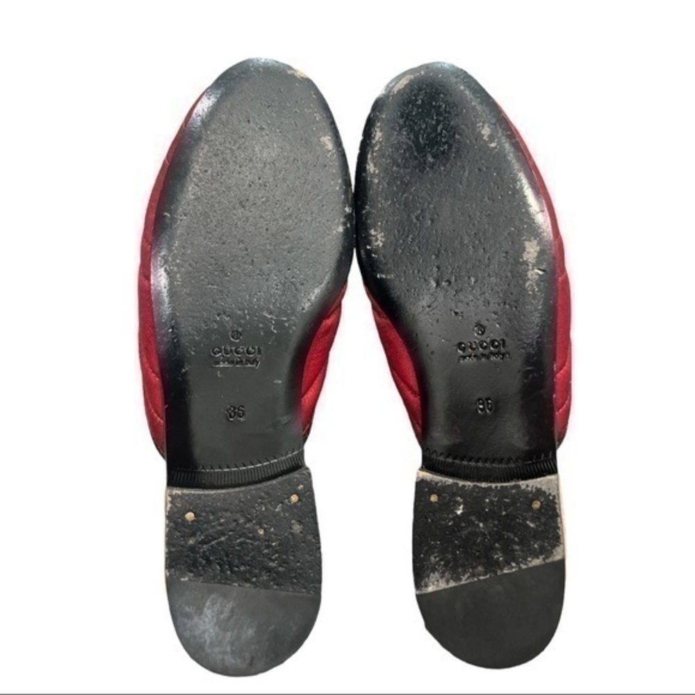 GUCCI Tiger Head Bow Red Satin Princetown Slipper Mules Size 36 - Picture 10 of 10